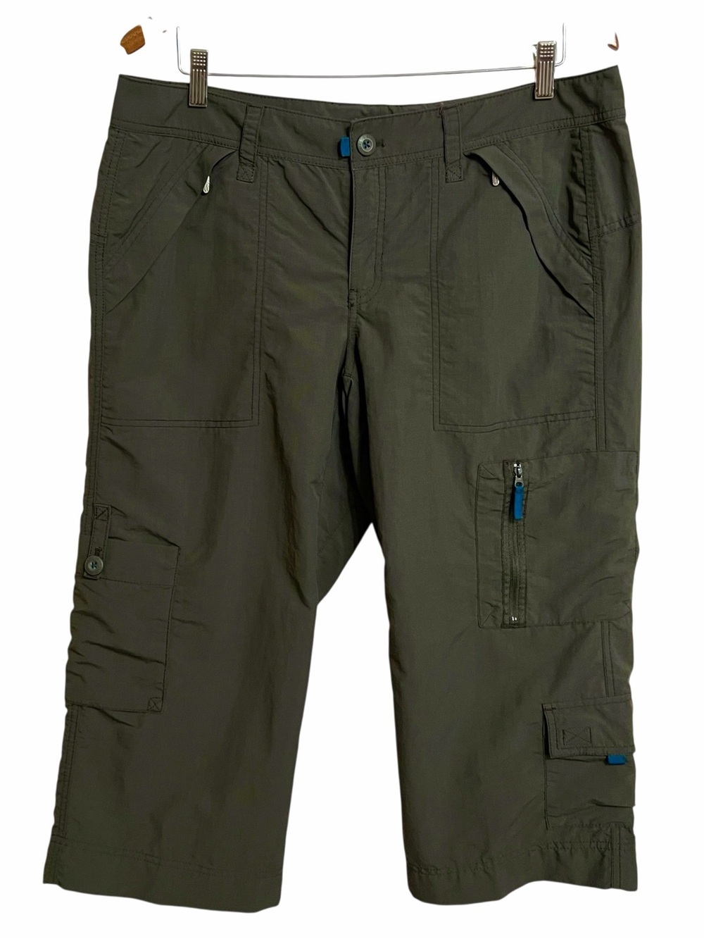 Eddie Bauer Vintage Cargo Capri Hiking Pants Womens 14 Green Activewear Outdoor